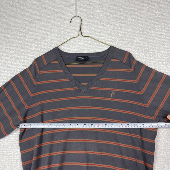 Peak Performance Men's XL V-Neck Sweater Jumper Thin Knit Grey / Red Outdoors - Picture 9 of 16
